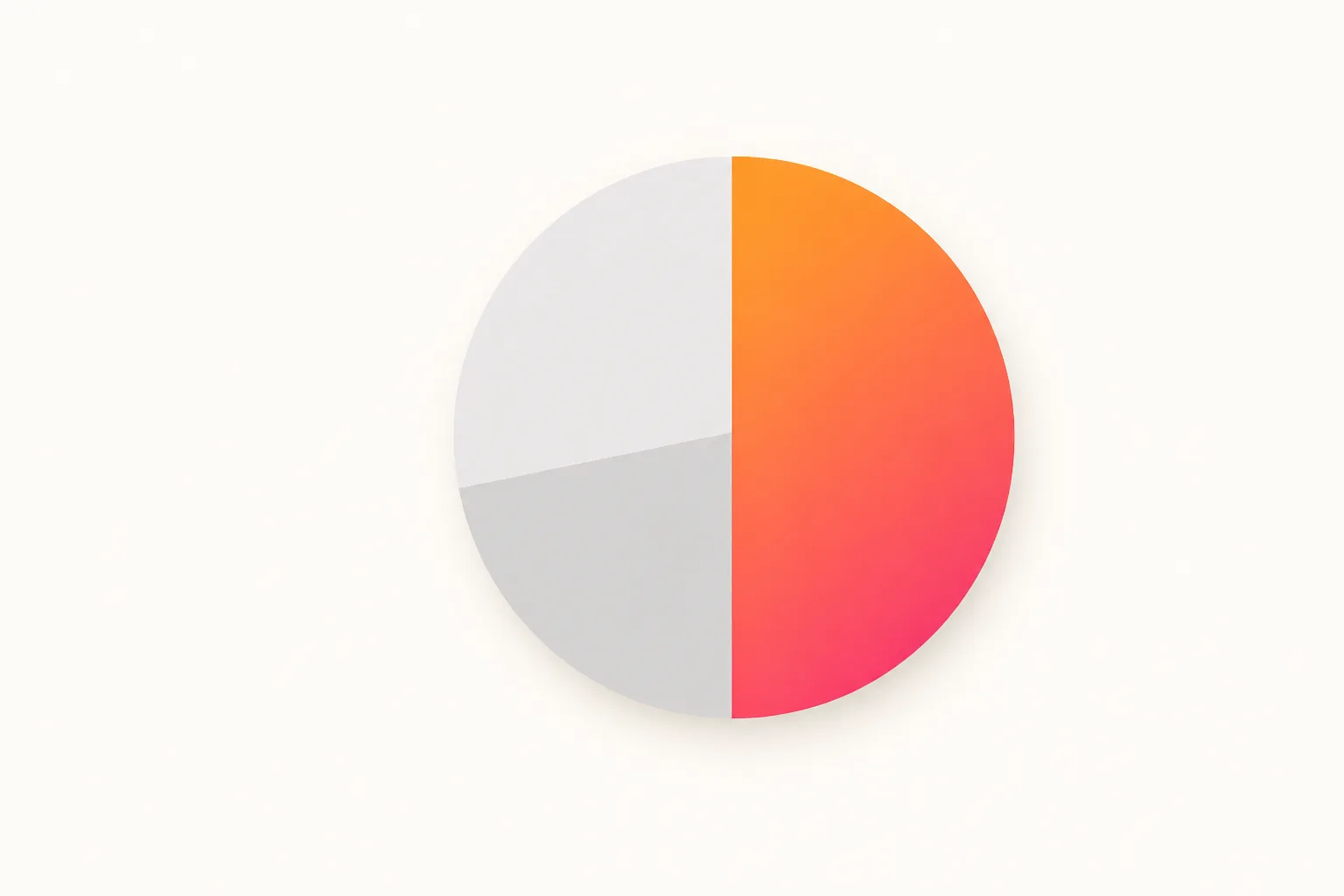 A plate abstracted into a circle split into three segments, the largest filled with an orange to pink gradient